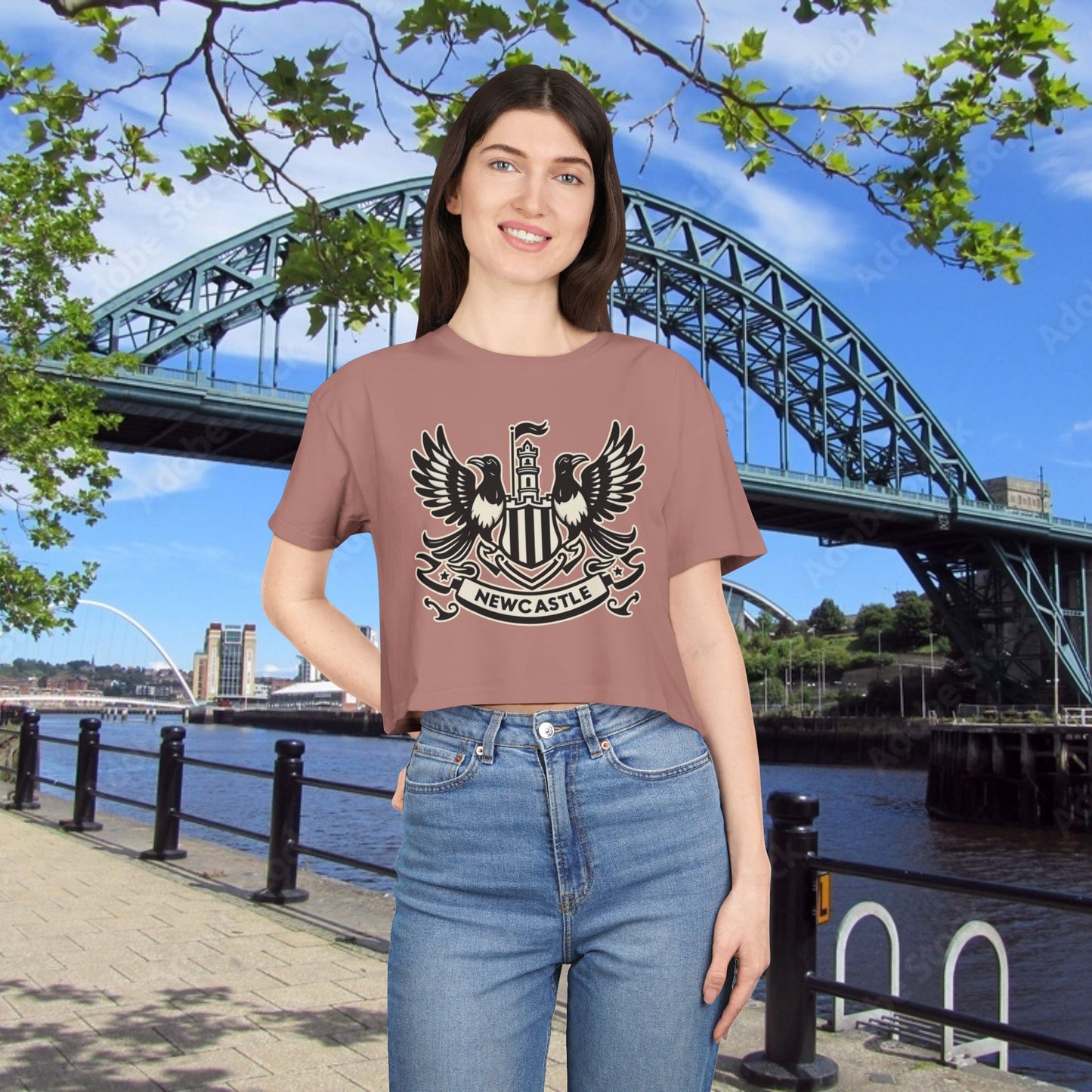 Newcastle United B&W Crest Women's Crop Tee