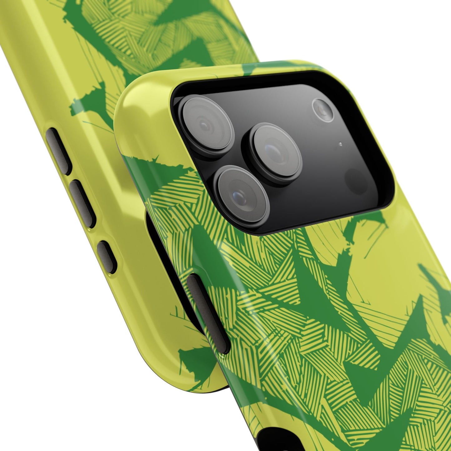 Electric Green and Gold Impact-Resistant Phone Case