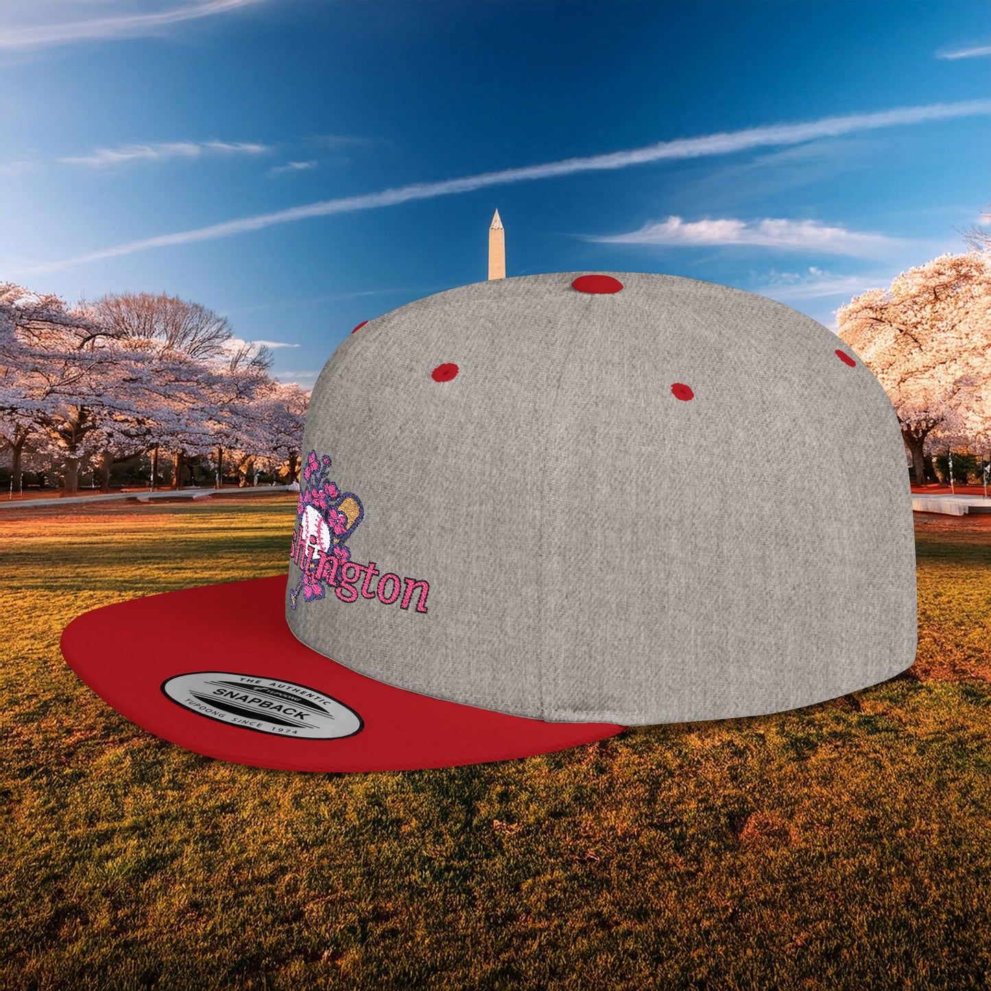 Washington Cherry Blossom Flat Bill Snapback