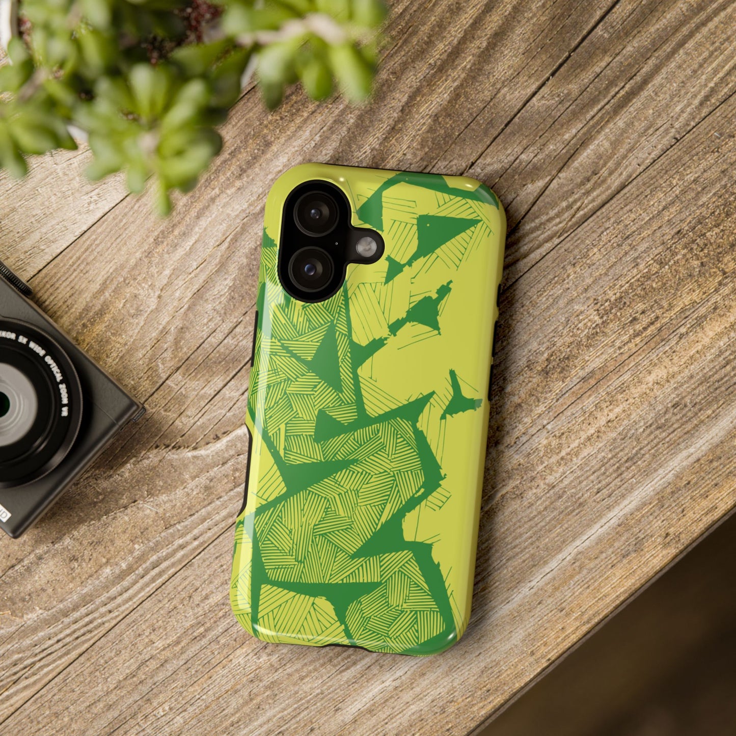 Electric Green and Gold Impact-Resistant Phone Case