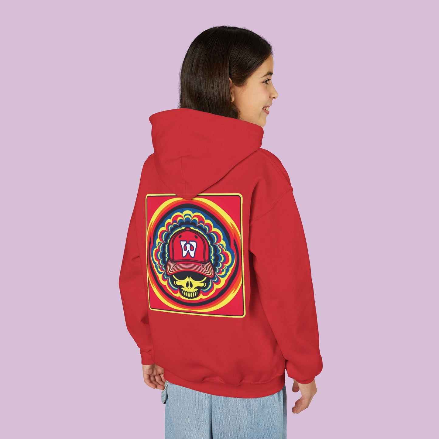 Psychedelic Funky W Skull Youth Hoodie