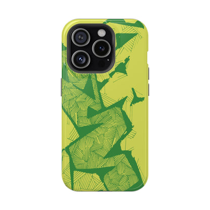 Electric Green and Gold Impact-Resistant Phone Case