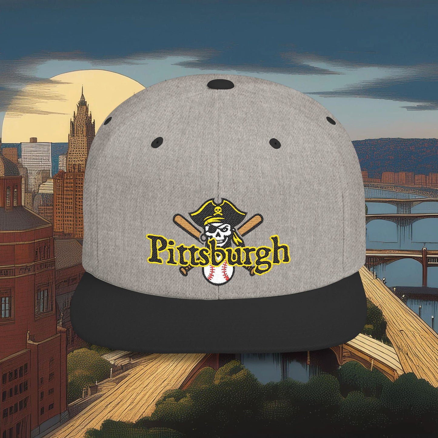 Pittsburgh Baseball Logo Flat Bill Snapback