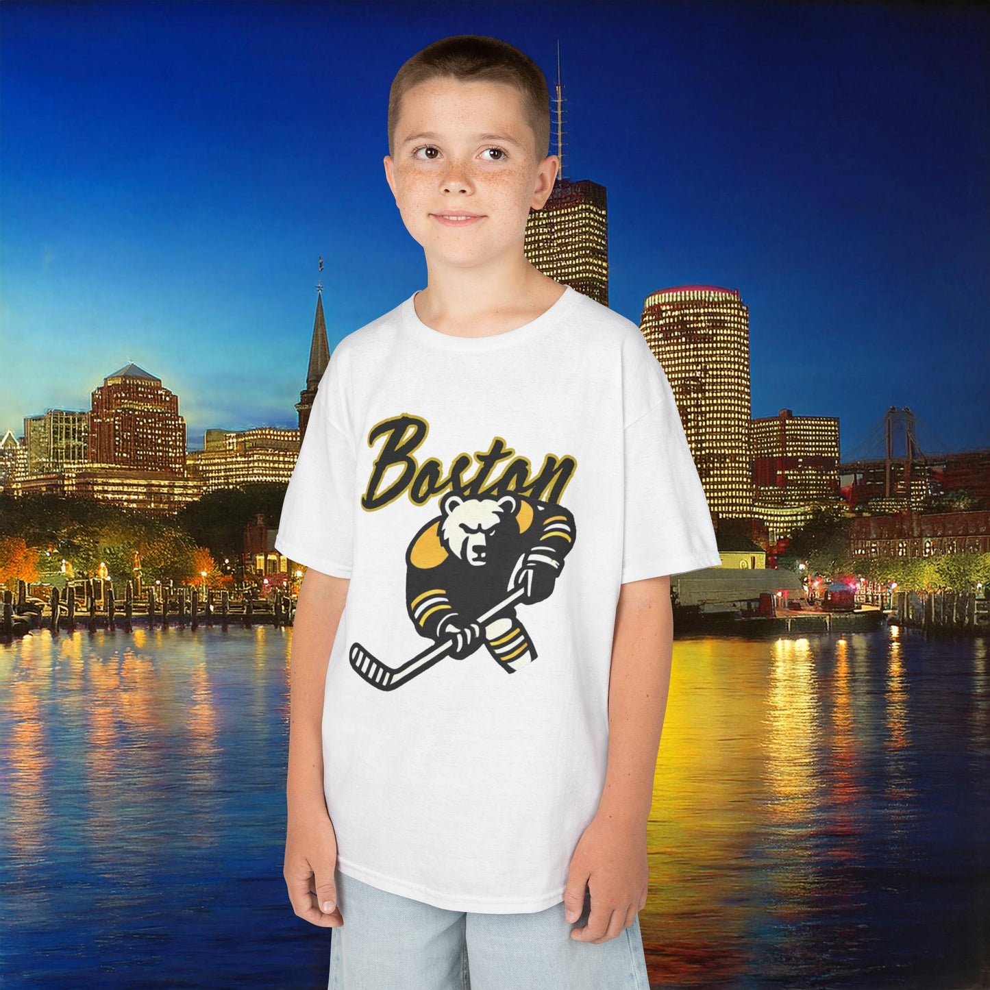 Boston Hockey Bear Kids Tee