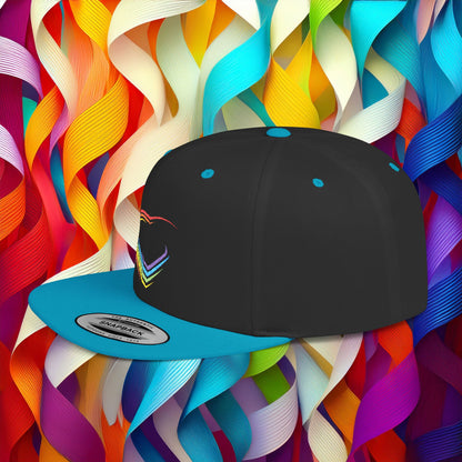 Rainbow Heart Flat Bill Snapback