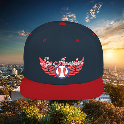 LA Baseball Wings Flat Bill Snapback Hat