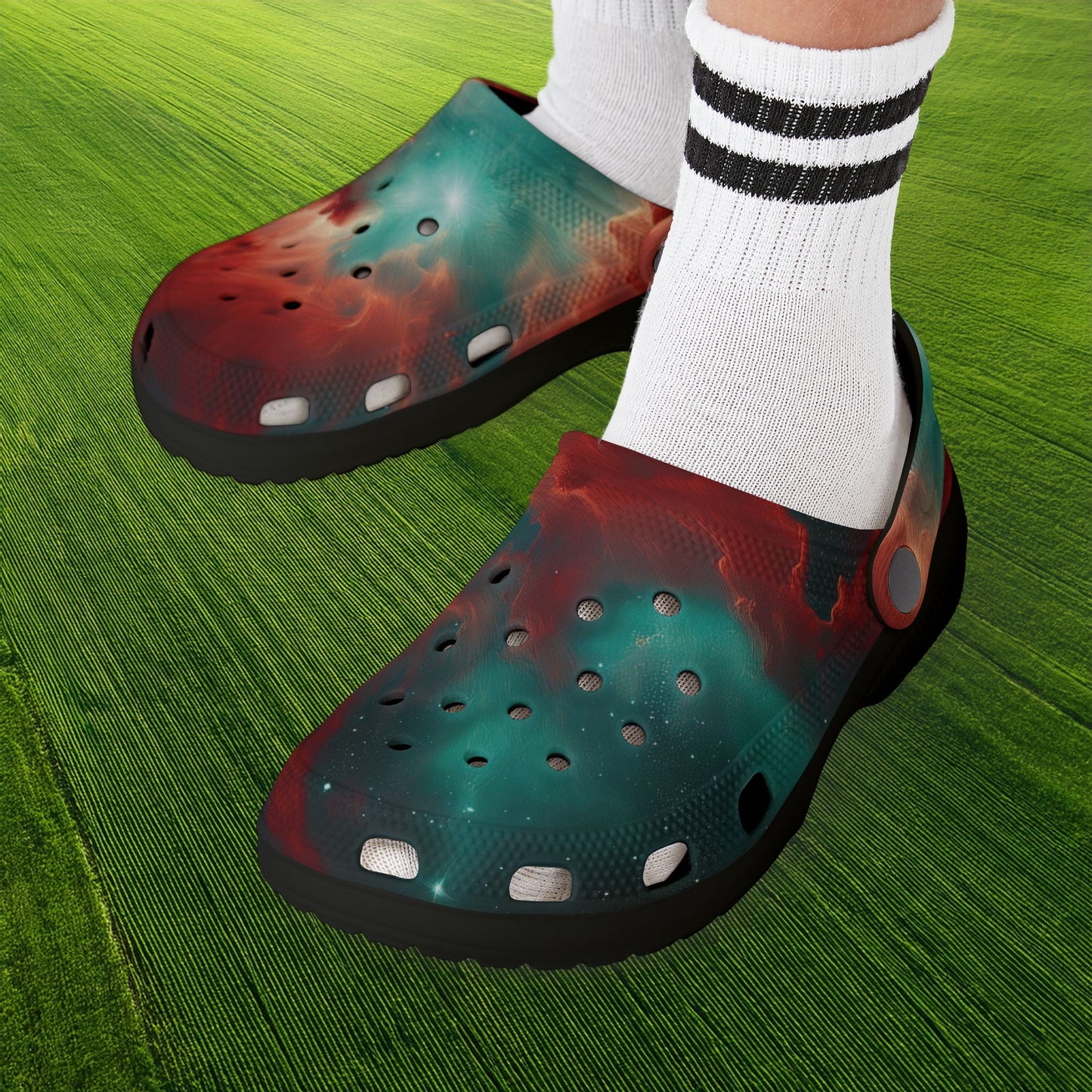 Red Galaxy Kid's Foam Clogs