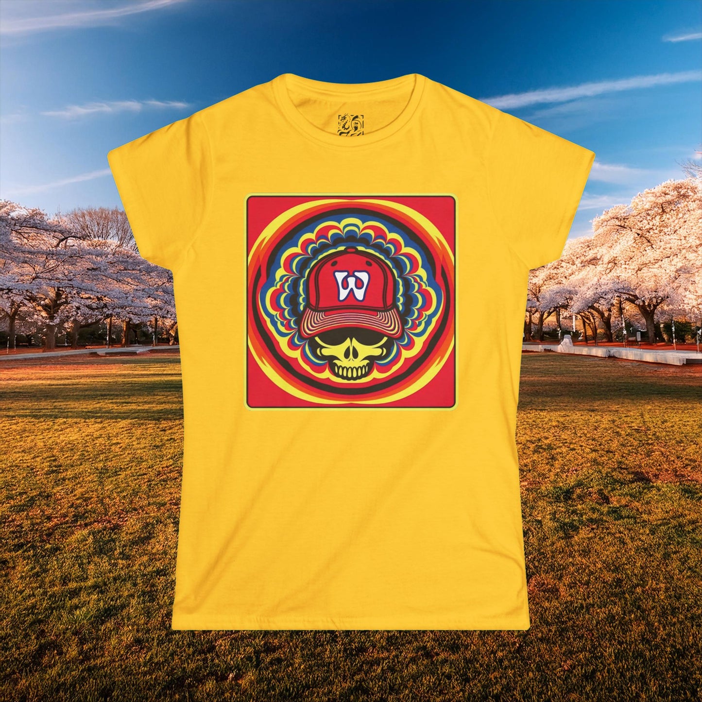 Psychedelic Funky W Skull Women's Softstyle Tee