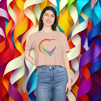 Rainbow Heart Women's Crop Tee