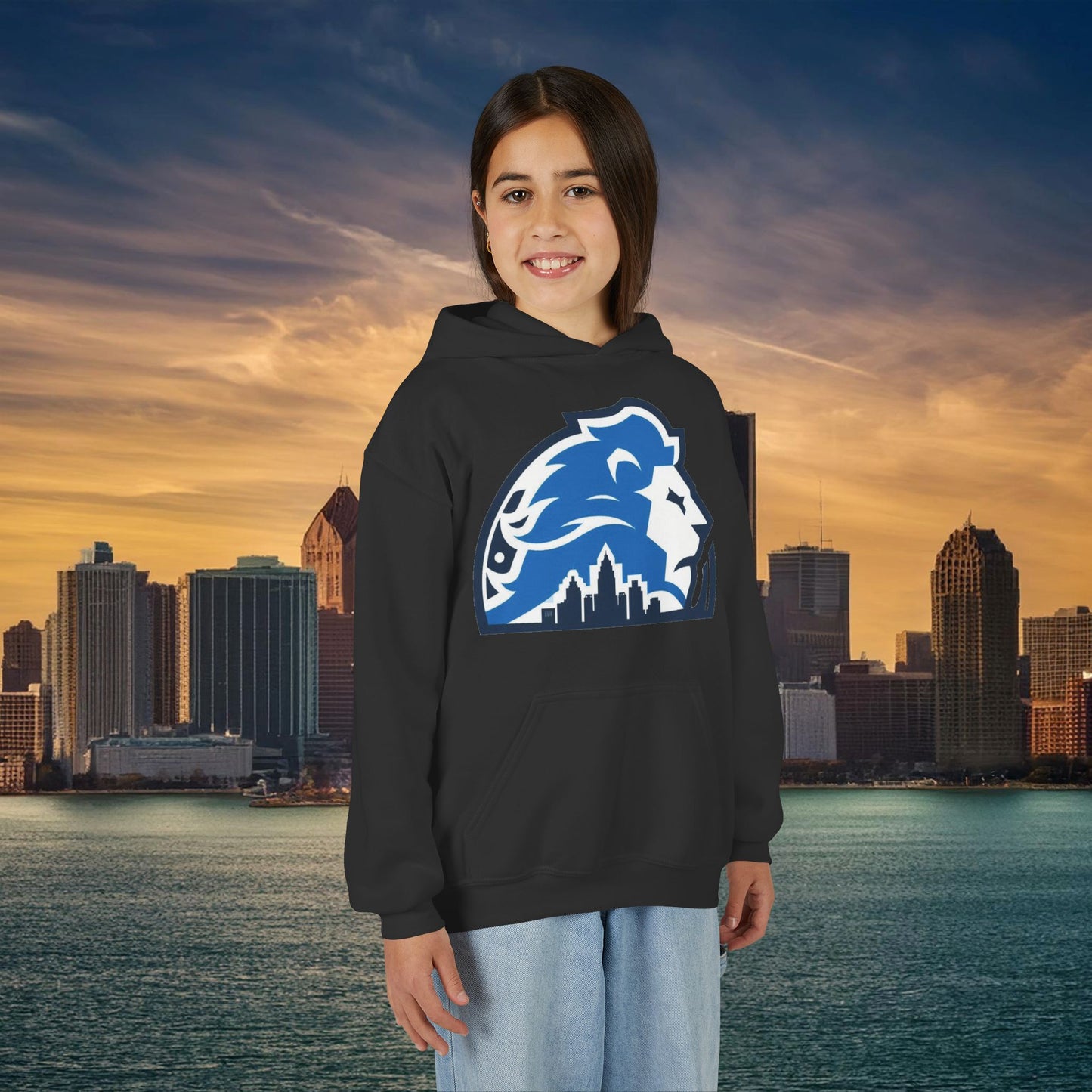 Detroit Football Skyline Youth Hoodie