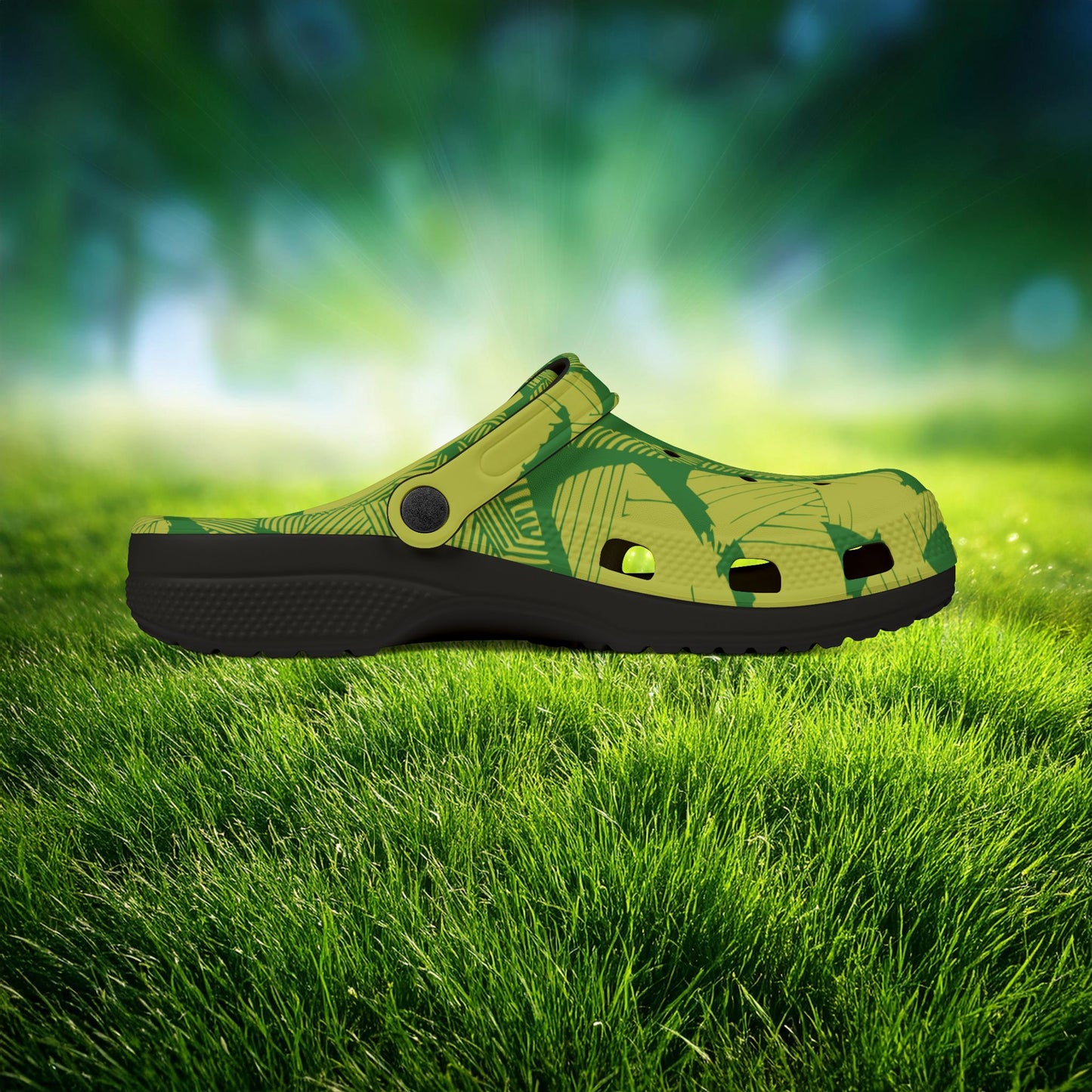 Electric Green and Gold Newcastle Foam Clogs