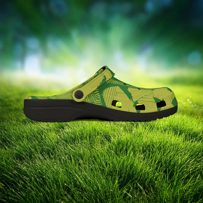 Electric Green and Gold Newcastle Foam Clogs