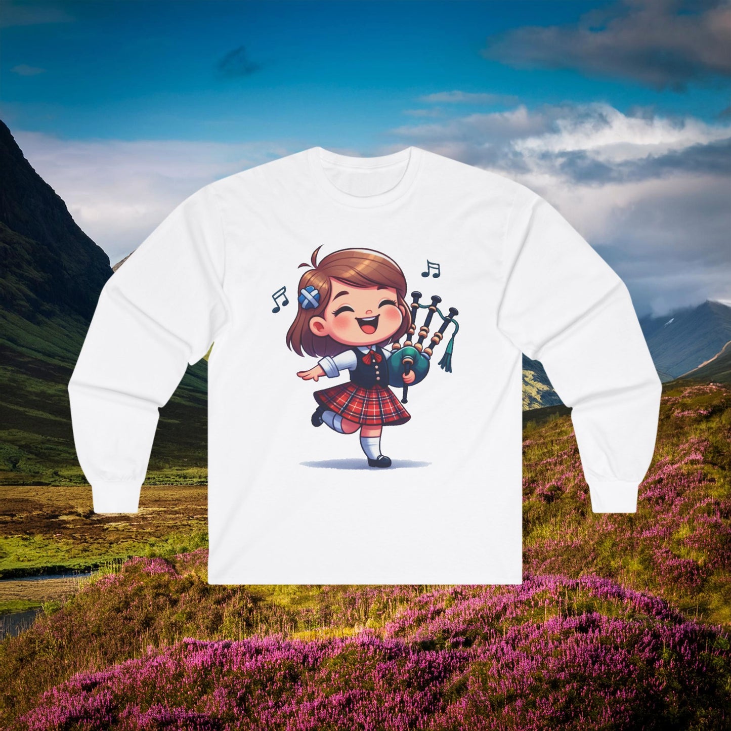 Scotland Piper Lassie Long Sleeve Tee