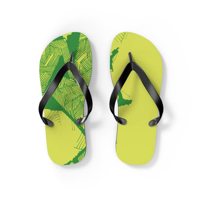Electric Green and Gold Newcastle Flip Flops