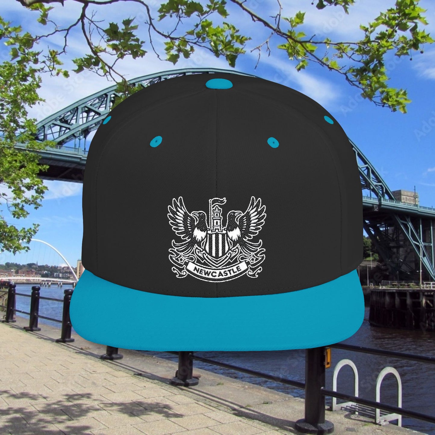 Newcastle United B&W Crest Flat Bill Snapback