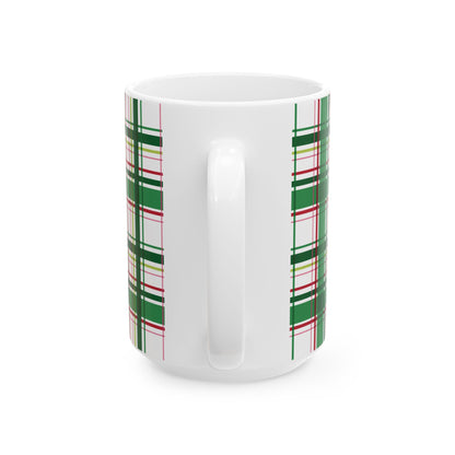 Green & Red Plaid Ceramic Mug (11oz/15oz)
