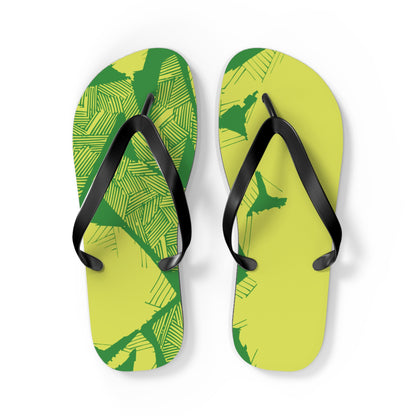 Electric Green and Gold Newcastle Flip Flops