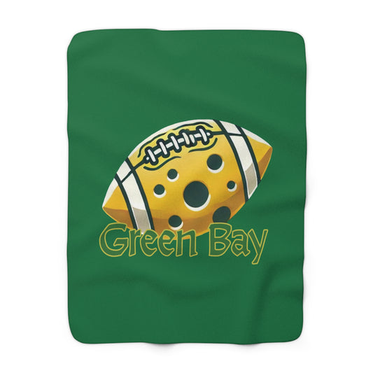 Green Bay Cheese Football Sherpa Fleece Blanket