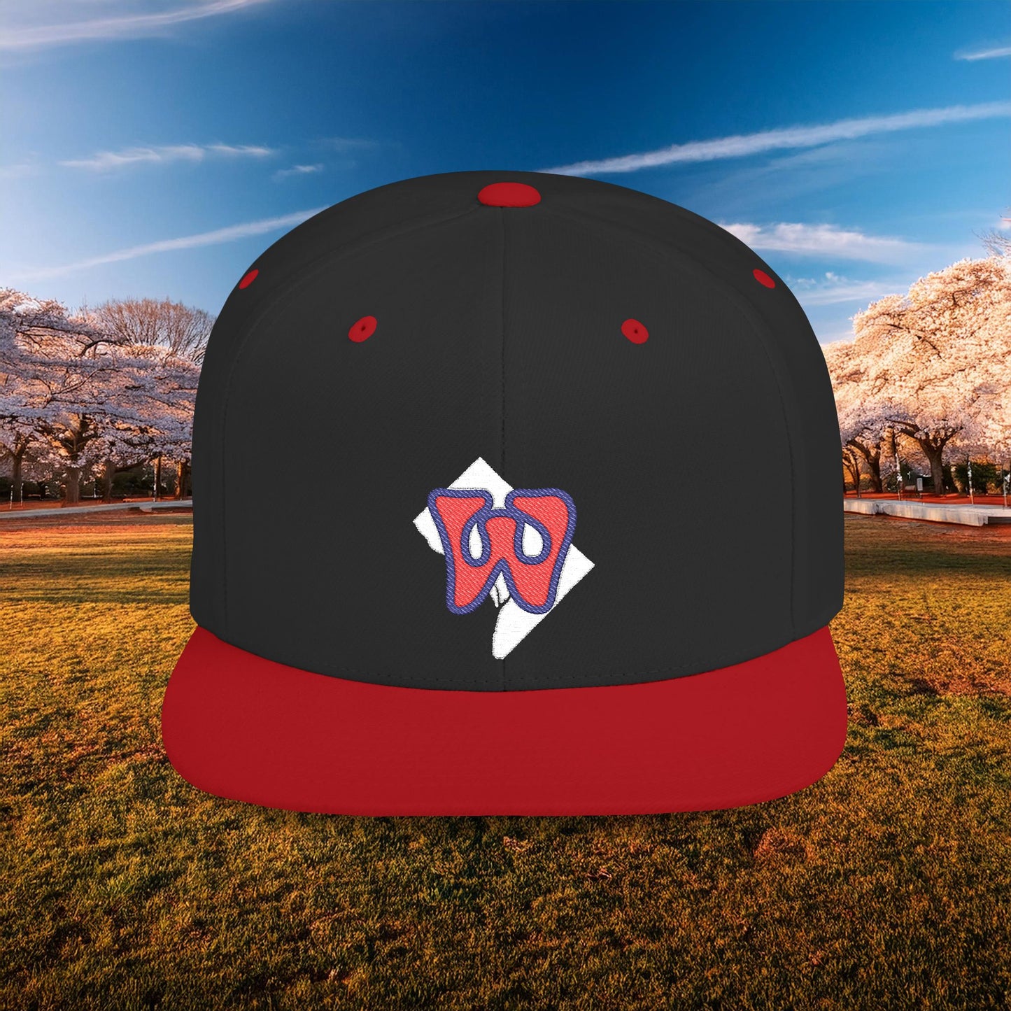 Washington Funky W Flat Bill Snapback - Red