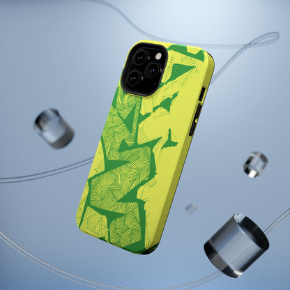 Electric Green and Gold Impact-Resistant Phone Case