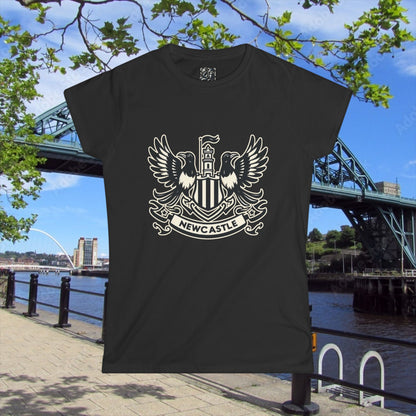 Newcastle United B&W Crest Women's Softstyle Tee