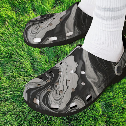 Black and White Marble Pattern Foam Clogs