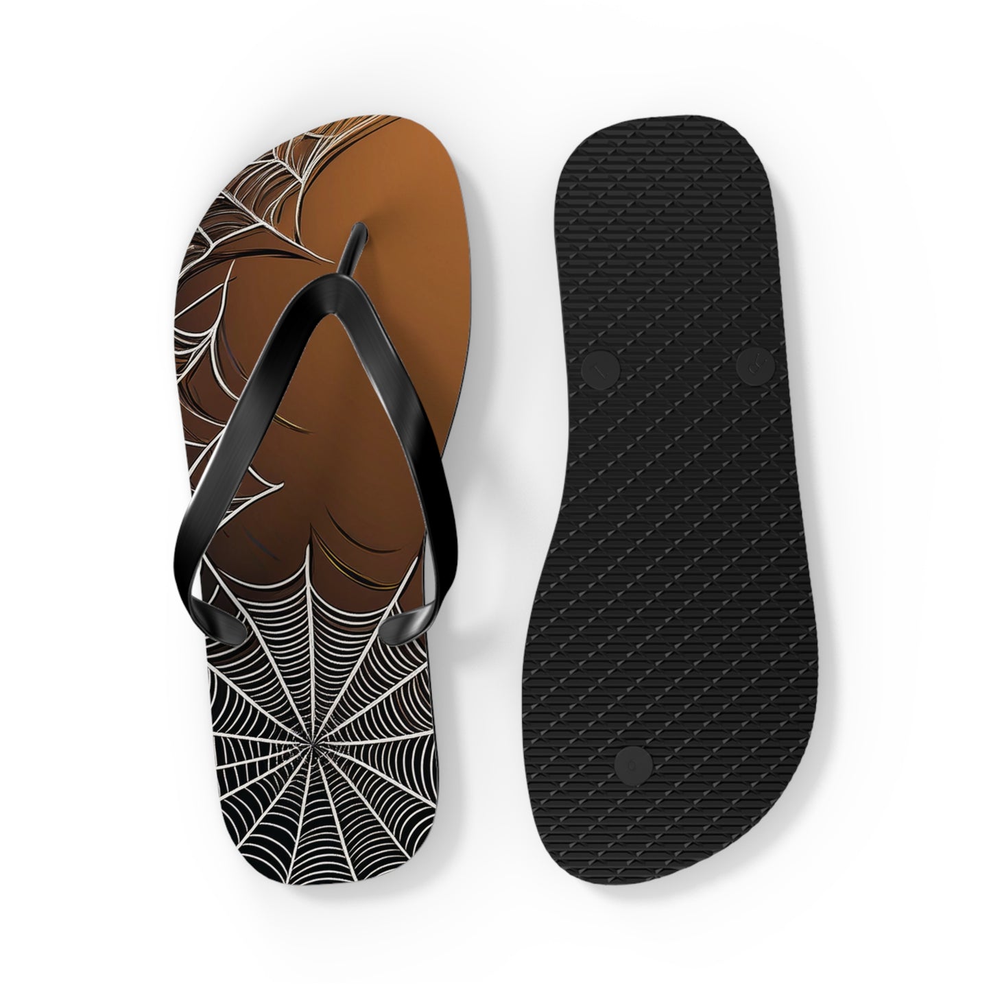 Golden Spider Web Flip Flops