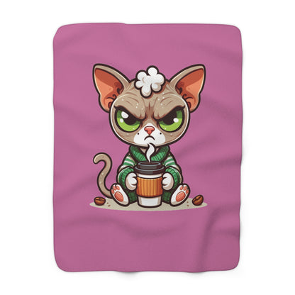 Cranky Cat Sherpa Fleece Blanket