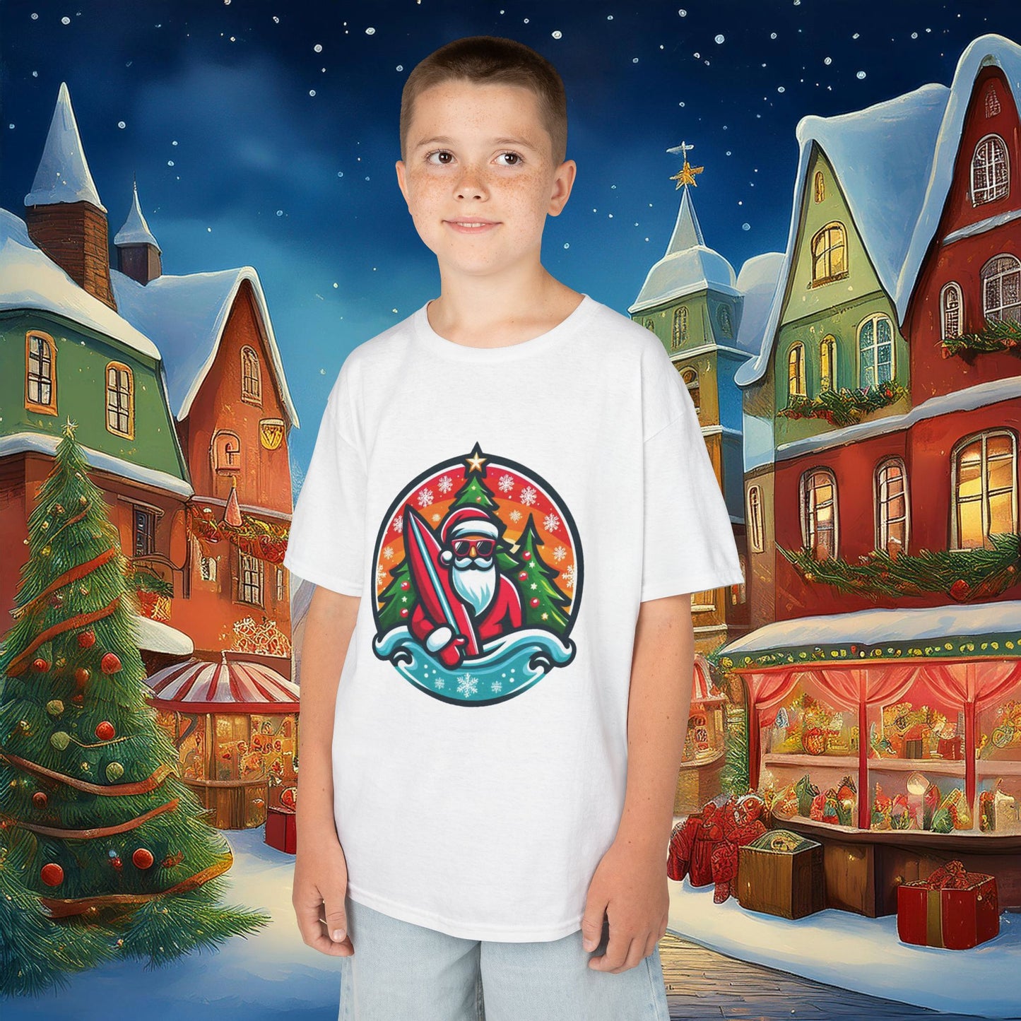 Catching Waves Santa Kids Tee