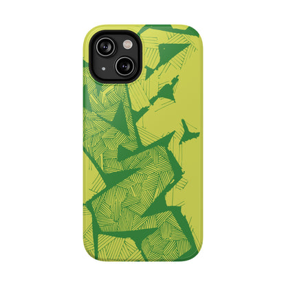 Electric Green and Gold Impact-Resistant Phone Case