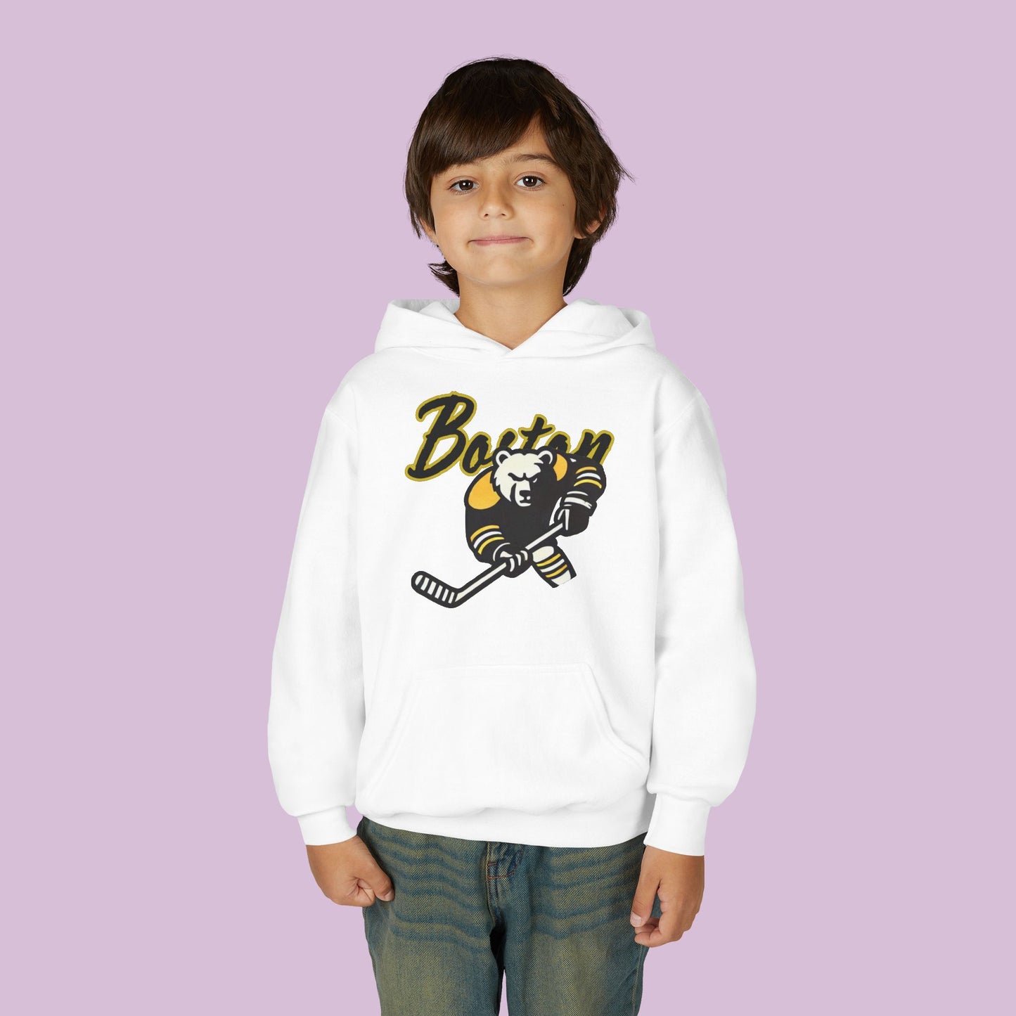 Boston Hockey Bear Youth Hoodie