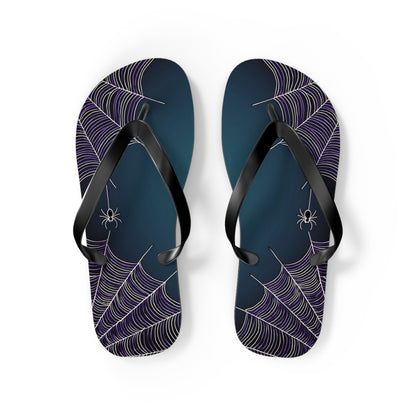 Blue Spider Web Flip Flops