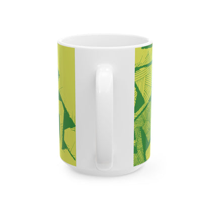 Electric Green and Gold Retro Newcastle Ceramic Mug, (11oz, 15oz)