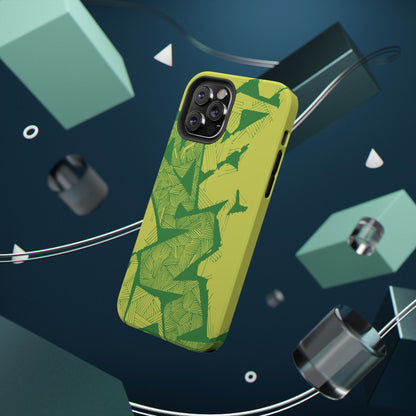 Electric Green and Gold Impact-Resistant Phone Case