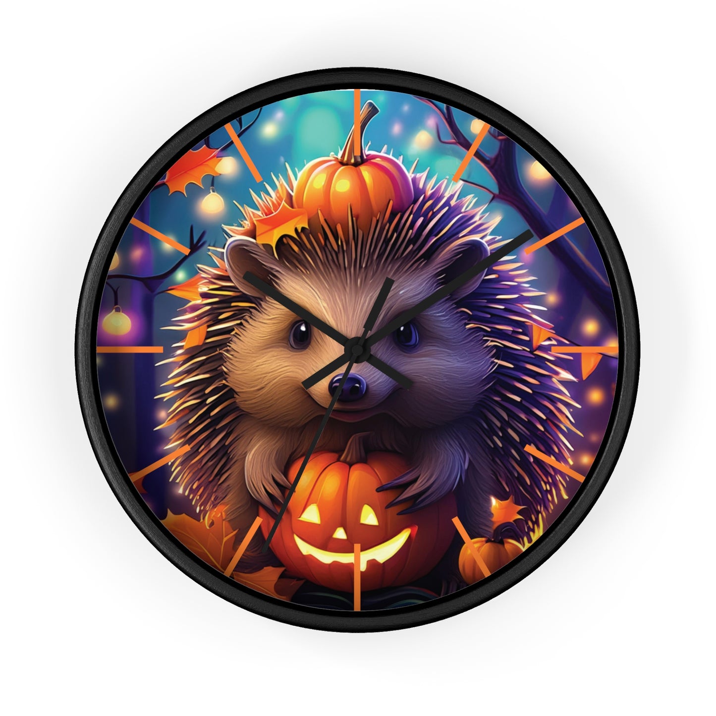 Halloween Hedgehog Wall Clock