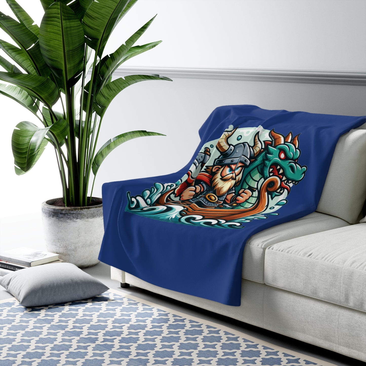 Viking and Dragon Sherpa Fleece Blanket