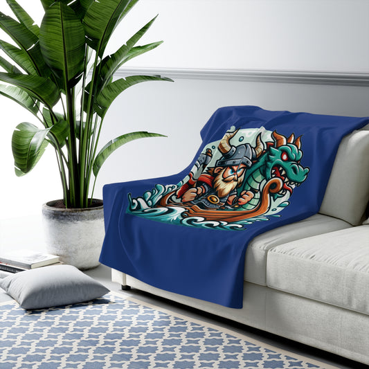 Viking and Dragon Sherpa Fleece Blanket