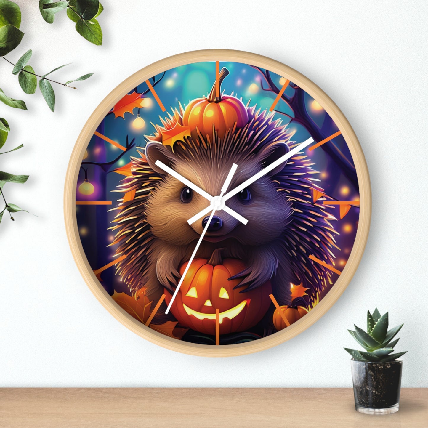 Halloween Hedgehog Wall Clock