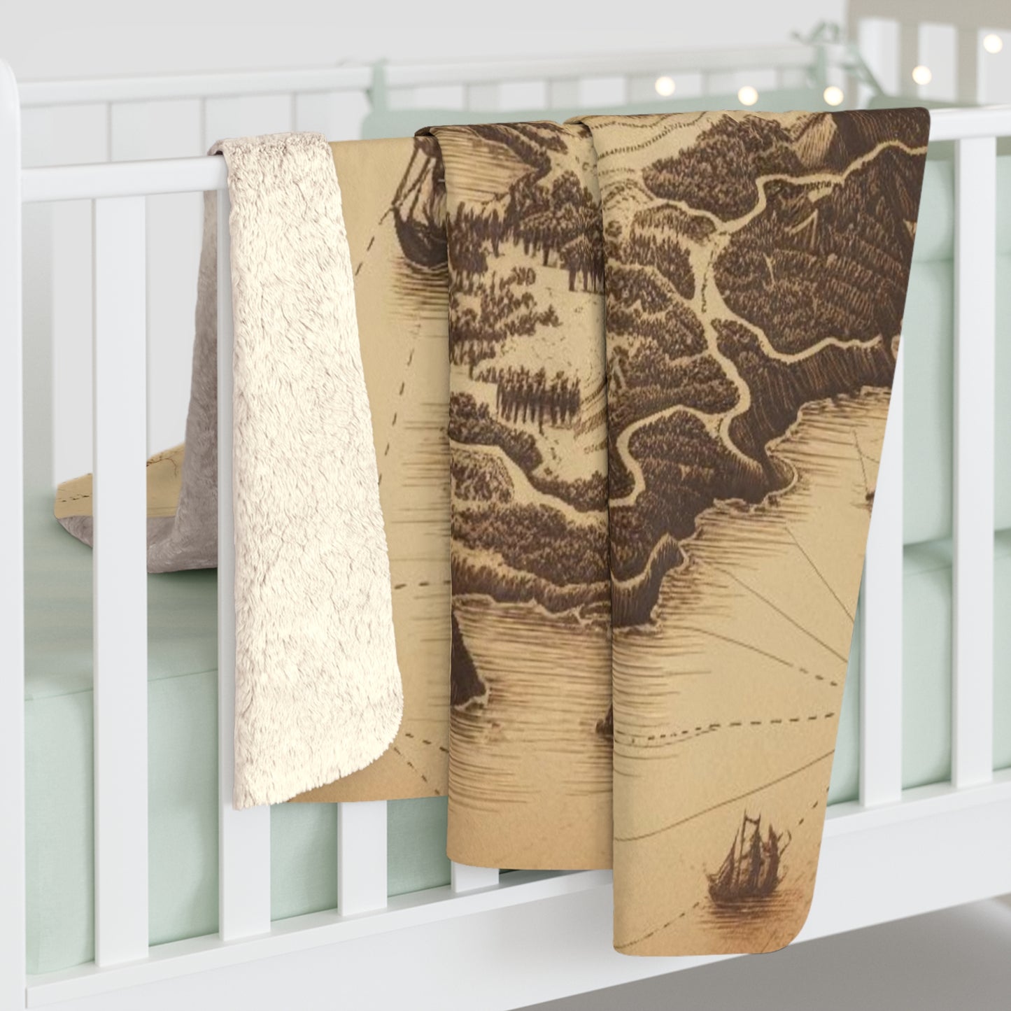 Island Map Sherpa Fleece Blanket