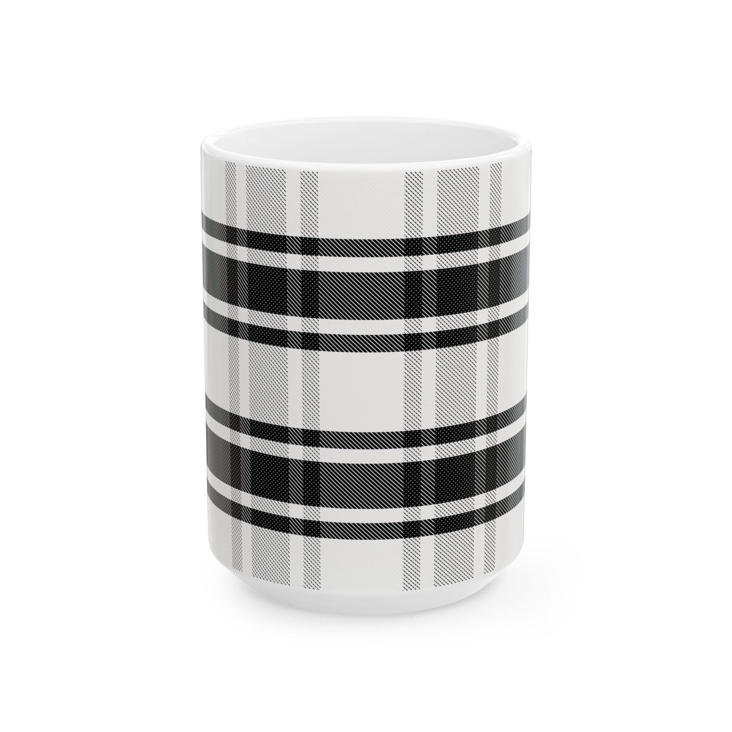 Black & White Plaid Ceramic Mug (11oz/15oz)