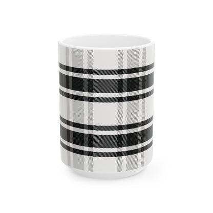 Black & White Plaid Ceramic Mug (11oz/15oz)