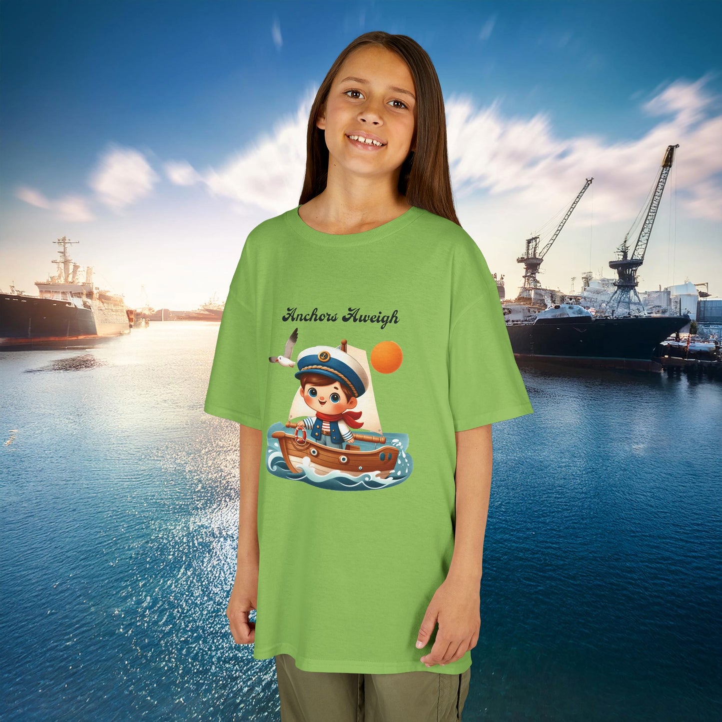 Navy Anchors Aweigh Kids Tee