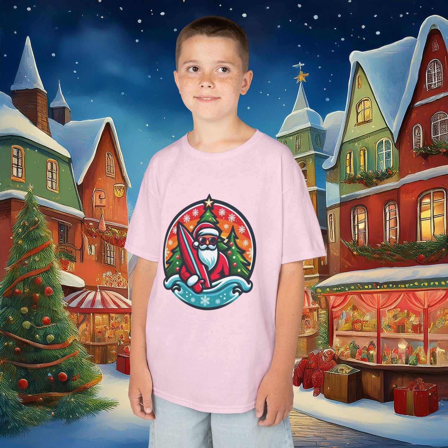 Catching Waves Santa Kids Tee