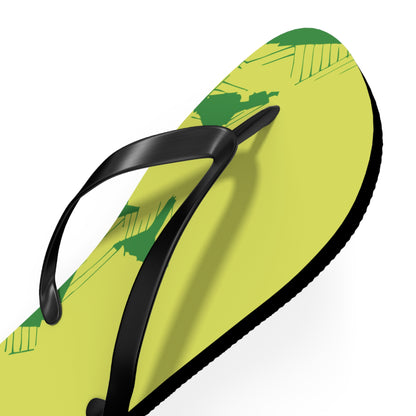 Electric Green and Gold Newcastle Flip Flops
