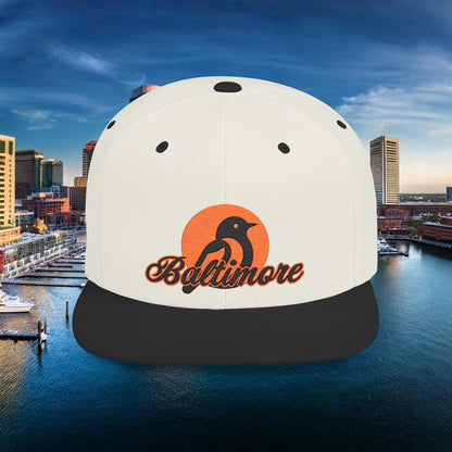 Baltimore Oriole Flat Bill Snapback