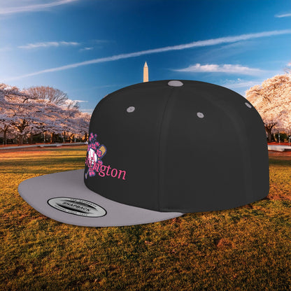 Washington Cherry Blossom Flat Bill Snapback