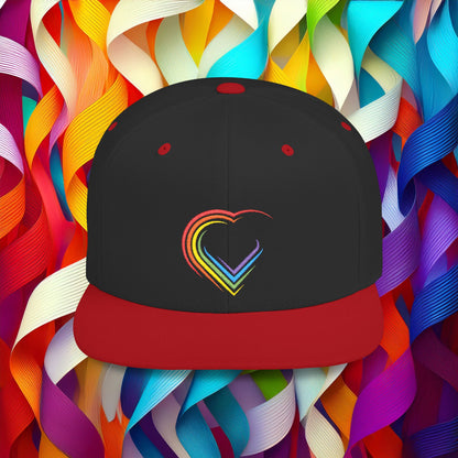 Rainbow Heart Flat Bill Snapback