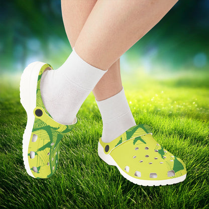 Electric Green and Gold Newcastle Foam Clogs