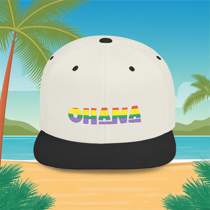 Rainbow Ohana Flat Bill Snapback