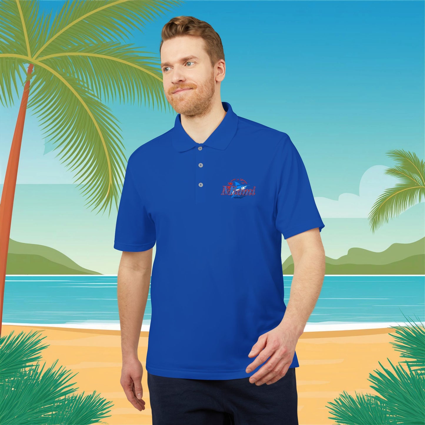 Miami Leaping Marlin adidas Performance Polo
